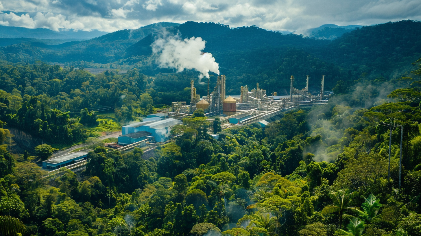 Industrial facility in a forested valley